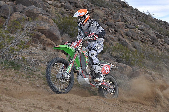 The prelude to Argubright's Husqvarna factory ride came courtesy of Kawasaki, which supported him in 2012. PHOTO BY MARK KARIYA.