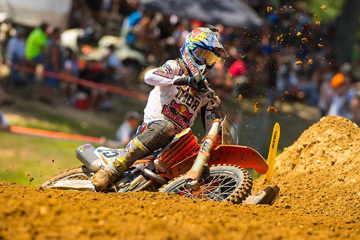 Marvin Musquin landed on the 450cc podium once again in his rookie season in the class, finishing third overall.