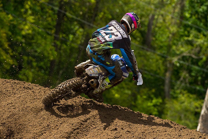 The defending Ironman National MX 250cc Champion, Aaron Plessinger scored a crucial moto win in Moto 2 to break a three-way tie for second overall. PHOTO BY RICH SHEPHERD.