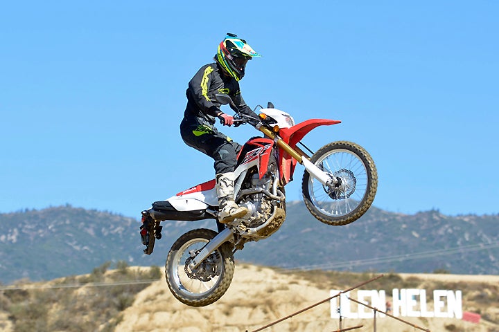 We had to laugh when DirtBikes.com test rider Nic Garvin took to Glen Helen Raceway's AMA National MX track with the CRF250L. Despite the Honda's heft and soft suspension, Garvin had fun flying the bike over Glen Helen's jumps.