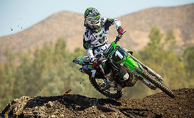 2012 Lucas Oil 250cc Champion Blake Baggett had a strong second moto but was penalized one position and credited with second place after crossing the finish line first. PHOTO COURTESY OF KAWASAKI