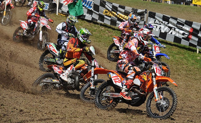 Charlie Mullins (112) pulled the holeshot at the start of the race and led the early laps before Russell caught up to make it a two-rider battle for the lead in the three-hour event. Mullins ended up second at the finish. PHOTO COURTESY OF KTM IMAGES