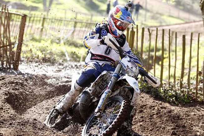 Factory Husqvarna rider Alfredo Gomez of Spain finished a distant third in the Tough One. Gomez completed 18 laps of the Hawkstone Park course, something only four of the top five Pros were able to to. PHOTO COURTESY OF HUSQVARNA.