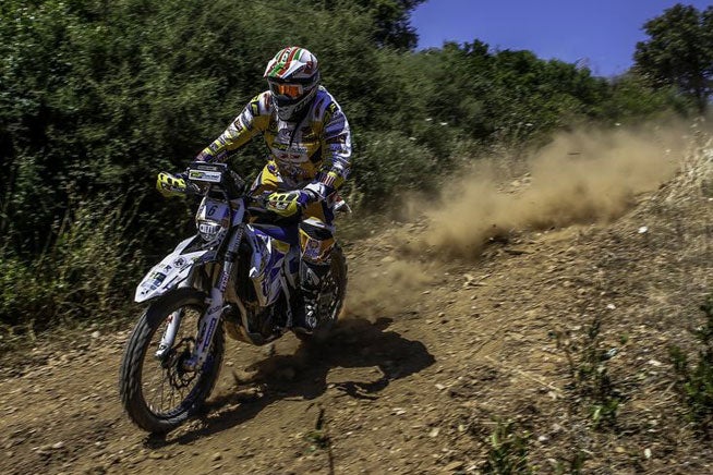 Husqvarna's Alessandro Botturi of Italy won Stage 3 of the Sardinia Rally and assumed the overall lead during today's marathon stage. PHOTO COURTESY OF HUSQVARNA MEDIA.