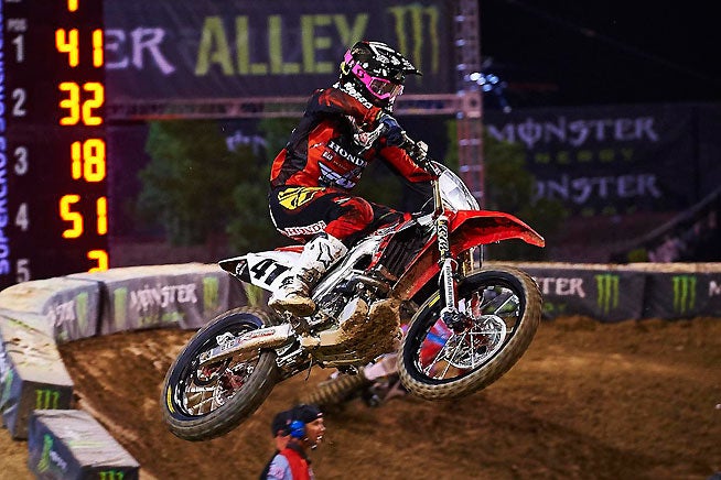 Despite a third place overall finish at the 2014 Monster Energy Cup, Trey Canard and Team Honda are optimistic about the 2015 Monster Energy AMA Supercross season. PHOTO COURTESY OF TEAM HNDA.