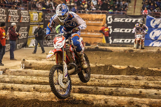 Cody Webb claimed his third GEICO EnduroCross main event of the season in Nampa, Idaho, Saturday night. The win puts Webb 13 points ahead of closest rival Colton Haaker in the series standings with just one round remaining. PHOTOS BY DREW RUIZ.