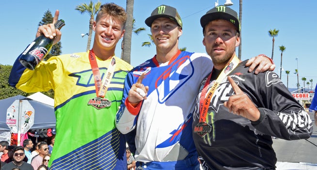 (Left to right) 2015 Bud Light SCORE Baja 500 Champions Ian Young, Justin Morgan and Max Eddy Jr.