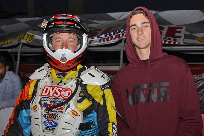 Damon Myers (left), 19, will make his Baja debut on the team of his father, Baja and AMA motocross veteran Scott Myers (right) in the Baja 500 today.