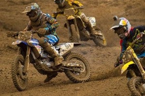 Muddy conditions created an added challenge for the competitors, but Barcia was able to pull the holeshot and roost his way to the overall victory with a Moto 2 win.