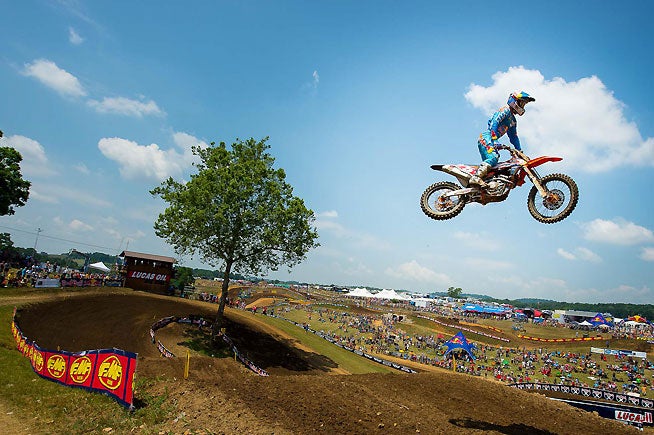 Red Bull KTM's Ryan Dungey soared to his second moto win of the season and his second consecutive overall win at round four of the Lucas Oil Pro Motocross Championship at Muddy Creek Raceway in Tennessee, Saturday. PHOTOS BY RICH SHEPHERD.