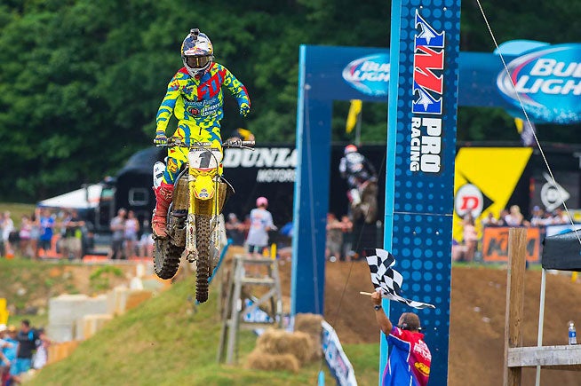 After starting the year with a back injury, defending Lucas Oil 450cc Motocross Champion Ken Roczen scored his first moto win of the year in moto two and finished second overall.