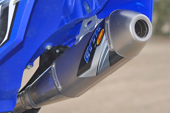 Our GYTR by FMF exhaust system was a worthwhile mod. Throttle response and low-end snap were better than with the stock exhaust system.