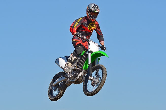 DBC test rider Nic Garvin enjoyed airing out the KX250F, noting that it needs to be short-shifted in order to ensure that its mid-range thrust is available to clear jumps situated on long straightaways.
