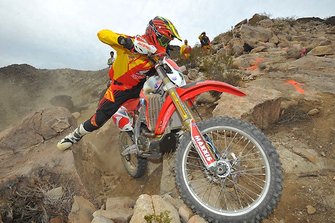 After missing several months of racing due to a broken neck, Brabec came back aboard his all-new JCR Honda ride and won round five of the AMA National Hare & Hound Championship in June of 2015. PHOTO BY MARK KARIYA.