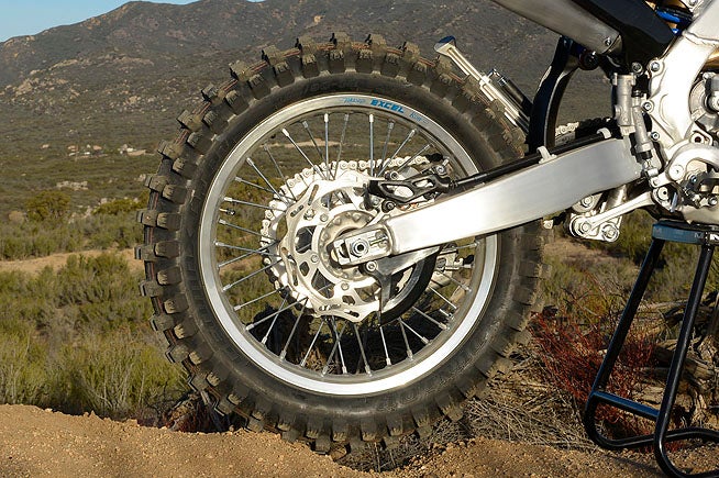 The FX receives an 18-inch rear wheel, which further separates it from its moto sister. Dunlop's excellent AT81 off-road tires are the OE tire choice for the FX.