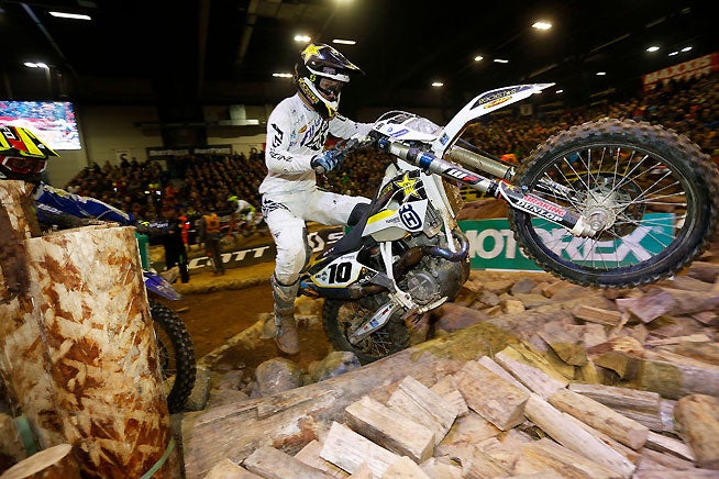 Colton Haaker may have been the fastest rider at the Germah round, but the American crashed a lot in the three finals. Still, Haaker was consistent enough for third overall, banking his first career FIM SuperEnduro podium. PHOTO BY JONTY EDMUNDS/FUTURE7 MEDIA.