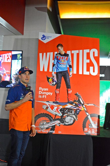 Ryan Dungey was presented with a huge honor when it was announced that he will appear on the Wheaties box this month. Dungey becomes the first motocross or supercross athlete ever to have his face appear on the Wheaties box.