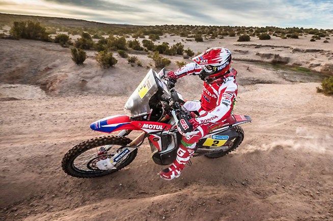 Paulo Goncalves continues to have a good run in the 2016 Dakar Rally. The Team HRC rider finished third today and is still leading the overall standings. PHOTO COURTESY OF TEAM HRC.