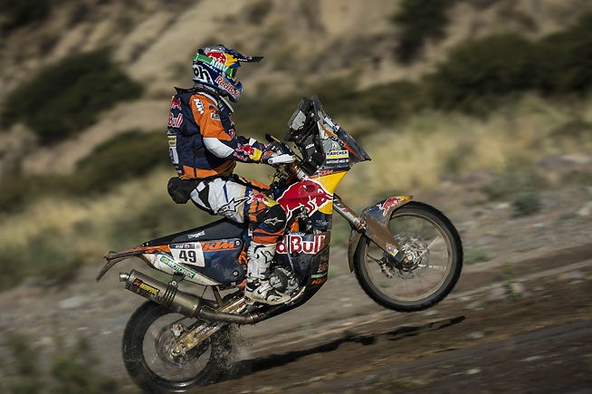 Rookie Dakar rider Antoine Meo continues to impress with his calm, cool and collected approach to the rally. Meo finished second today and is looking good for a top overall finish so far. PHOTO COURTESY OF RED BULL CONTENT POOL.