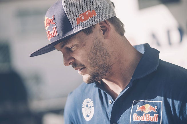 Toby Price w as both good and unlucky in Stage 9 of the 2016 Dakar Rally today. The Australian won another stage, but he could have effectively put the rally out of reach for Paulo Goncalves had the stage not been shorted due to extreme heat. PHOTO COURTESY OF RED BULL CONTENT POOL.