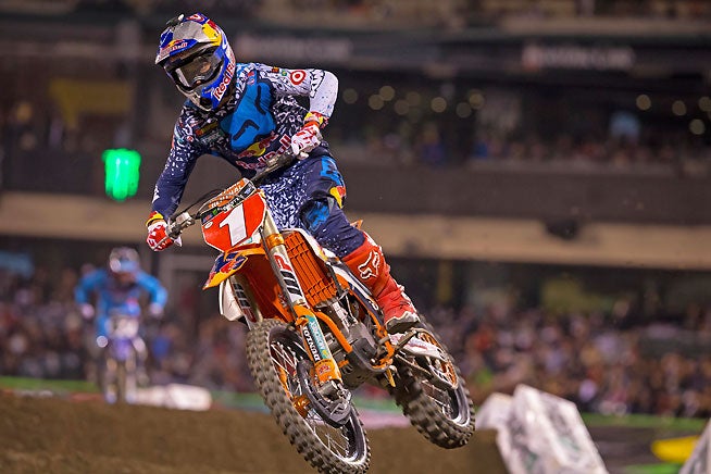 Red Bull KTM's Ryan Dungey became the first two-time round winner of 2016 in the 450cc class with a win at Angel Stadium in Anaheim, California. PHOTO BY RICH SHEPHERD.