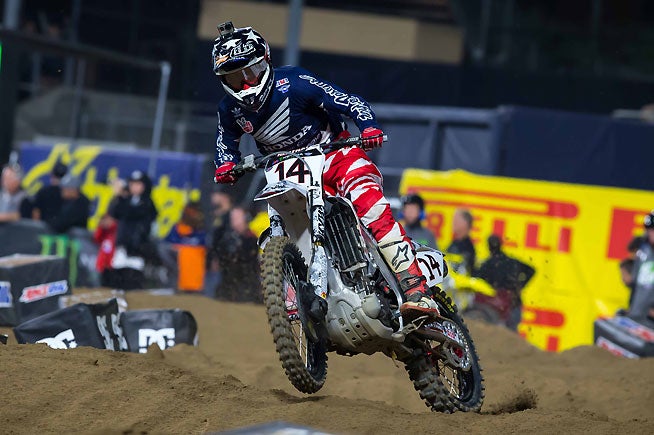 Cole Seely rode a strong race in the San Diego Supercross II main event, finishing a season-high second place. PHOTO BY RICH SHEPHERD.