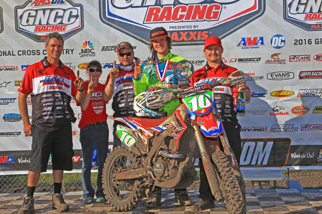 JCR/Honda's Trevor Bollinger scored a convincing win in the XC2 Pro Lites class at the Wild Boar GNCC in Florida last weekend. The team's XC1 rider, Chris Bach, finished fourth overall.