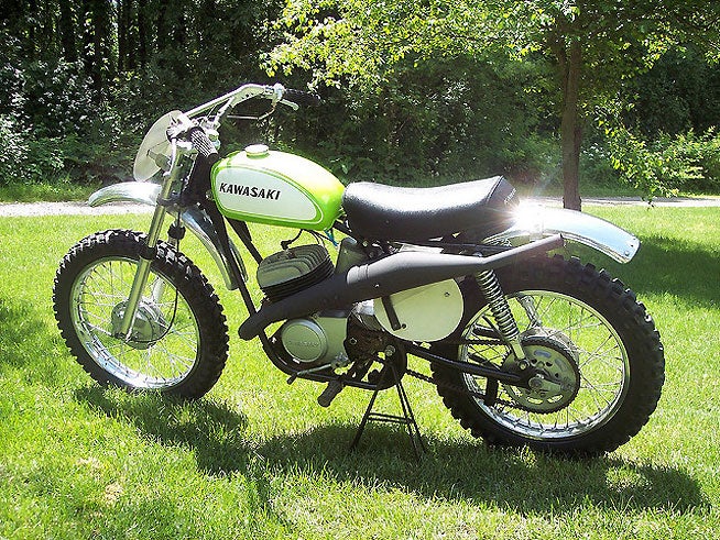 Kawasak's F21M Green Streak was a formidable competitor in motocross and scrambles competition when it was introduced in 1969. It was also the first Kawasaki to wear the company's signature lime green color scheme. Clean examples such as the one shown here are highly prized by collectors today.