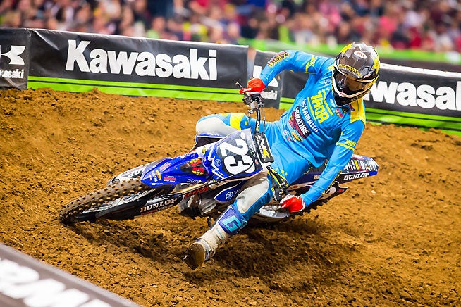 Aaron Plessinger finished second at the St. Louis 250SX East Supercross and moved to within one point of series leader Malcolm Stewart. PHOTO BY RICH SHEPHERD.