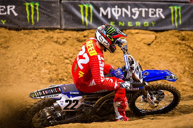 Chad Reed celebrated his 200th career Monster Energy AMA Supercross main event start at St. Louis. The factory Yamaha rider was credited with sixth place after Josh Grant was penalized. PHOTO BY RICH SHEPHERD.