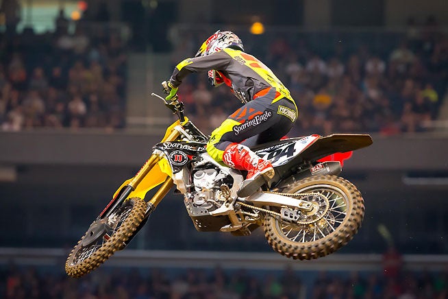Roczen's go-for-it style cost him when he crashed while chasing Dungey in the St. Louis main event. He then had to pass Jason Anderson to salvage second place. PHOTO BY RICH SHEPHERD.