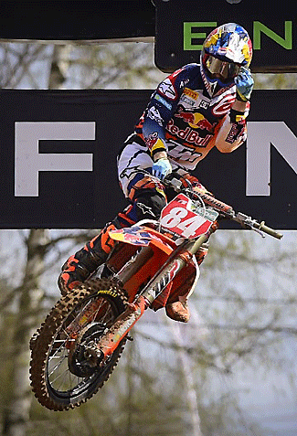 Jeffrey Herlings continued to bulldoze the MX2 field, scoring two more moto wins to remain undefeated through the first six rounds of the series. PHOTO SOURCE: MXGP.COM.