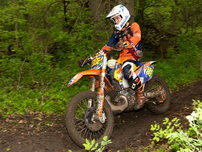 Mike Witkowski survived, heavy rain-induced mud to claim his first career OMA National Pro class win at the Ol' Sarge XC in Missouri. PHOTO BY JOHN GASSO.