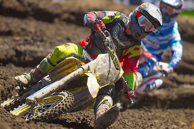 Matt Bisceglia will continue his substitute role on the Yoshimura Suzuki team at the High Point National MX in Pennsylvania this weekend. Bisceglia finished eighth overall in his debut with the team at the Colorado round. PHOTOS BY JAKE KLINGENSMITH.