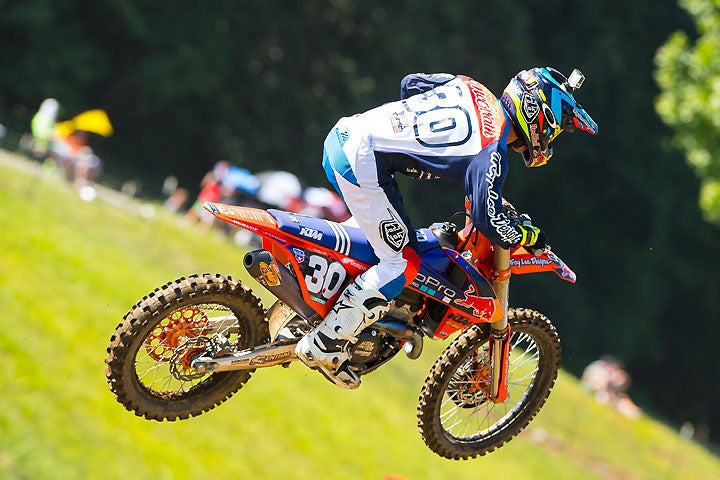 Shane McElrath had a career-best day at Muddy Creek, finishing third overall after coming close to his first Lucas Oil Pro moto win during Moto 2. PHOTO BY RICH SHEPHERD.