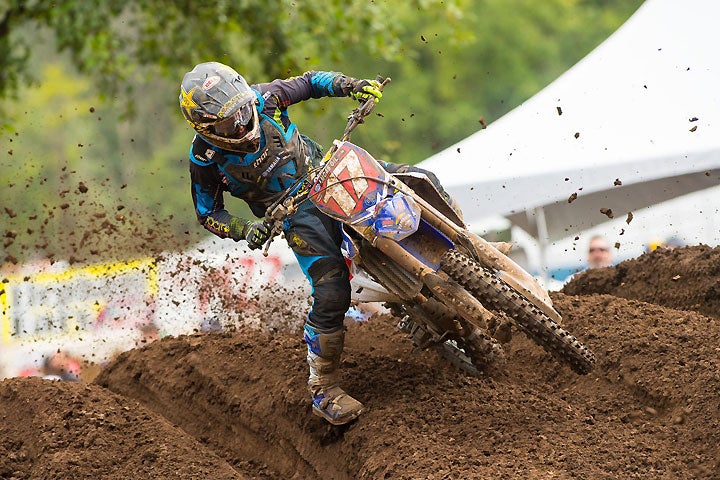 Cooper Webb may have let his anger get the best of him after clashing with Joey Savatgy in Moto 2 at the Washougal National. The result was that Webb had to fight his way from outside the top 20. Webb finished sixth in the second moto to salvage third overall. PHOTO BY RICH SHEPHERD.