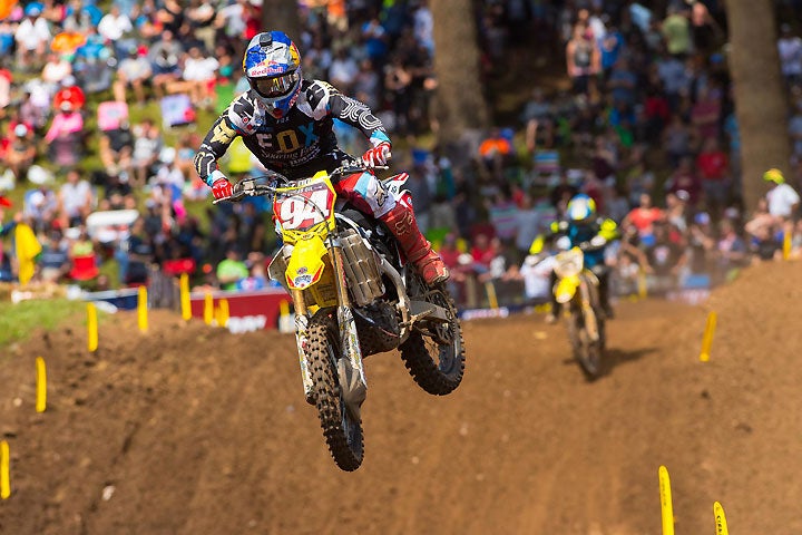 Ken Roczen blazed to his 14th moto win of the season in Moto 1, but he didn't put up a strong enough fight in Moto 2 and had to settle for second place overall. PHOTO BY RICH SHEPHERD.