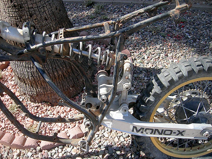 Here’s a closeup of the 1982 YZ 125's new–-for its time--rear suspension.