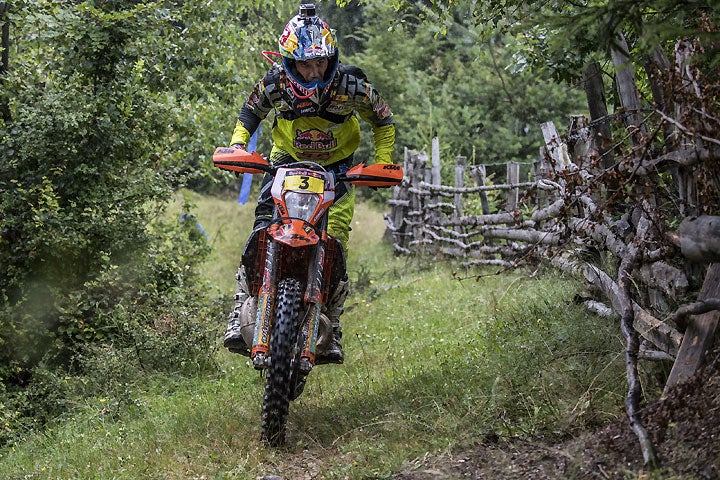 Alfredo Gomez battled with Jarvis during off-road day three of the Red Bull Romaniacs, taking the physical lead before ultimately finishing second. Gomez remains second overall. PHOTO COURTESY OF RED BULL CONTENT POOL.