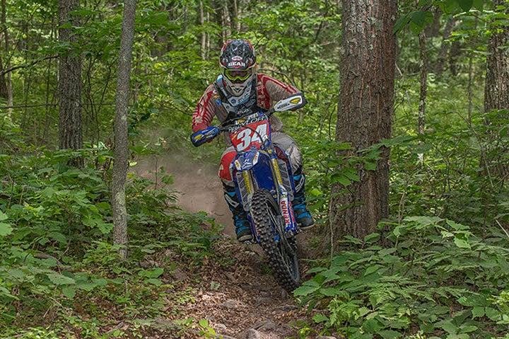 Grant Baylor won three special tests and collected his third Kenda AMA National Enduro victory in six rounds of racing by winning the Rattlesnake National Enduro in Cross Fork, Pennsylvania. PHOTO BY SHAN MOORE.