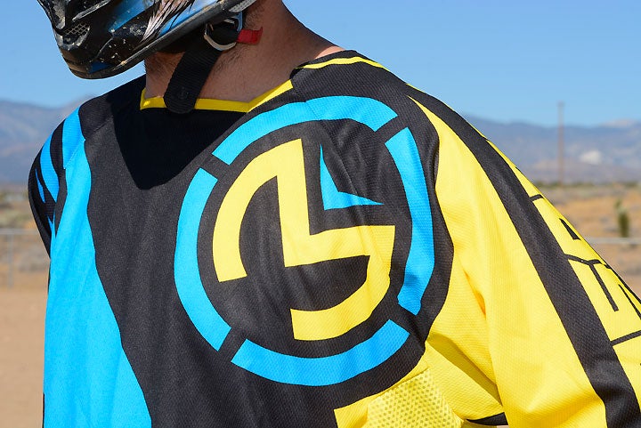 Moose uses sublimated graphics on its polyester M1 riding gear for fade-resistance and breathability. 