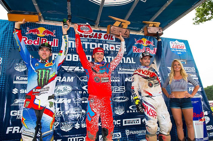 Tickle (right) was enjoying one of the best outdoor seasons of his career in 2016. It included back-to-back podium finishes at Muddy Creek and Red Bud (shown here).