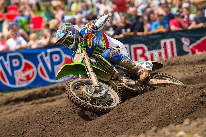 Fans waiting for Eli Tomac to threaten Roczen's dominance in the 450cc class...will have to keep waiting. Tomac finished 2-2 for second overall, but he finished over 30 seconds behind Roczen in Moto 2. PHOTO BY RICH SHEPHERD.