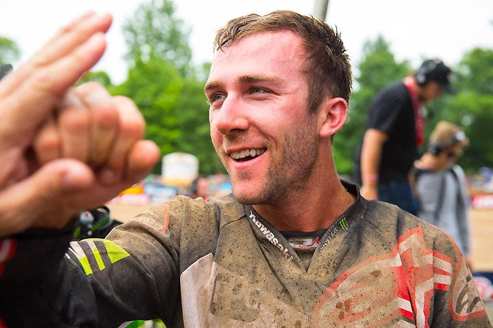 Tomac was all smiles after his victorious day before the largest crowd in Southwick National history. PHOTO BY RICH SHEPHERD.