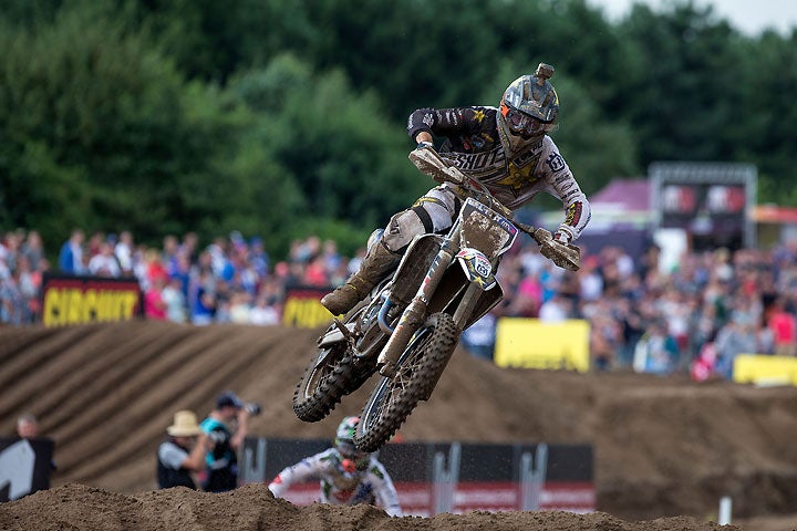 Rockstar Energy Husqvarna's Max Anstie went 1-1 for an easy win in the MX2 class in Belgium. PHOTO BY JP ACEVEDO.