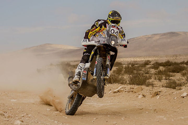 Pablo Quintanilla finished third in Stage 4 of the 2016 Atacama Rally. With his penalty from Stage 2 erased, Quintanilla now lies just 26 seconds out of the lead. PHOTO BY M. PINOCHET/HUSQVARNA MOTORCYCLES/GmbH.