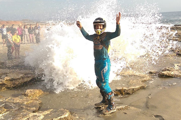 There was a scenic photo stop everywvhere the Baja Beach Bash ride went. Here, Argubright preps for a salt water bath.