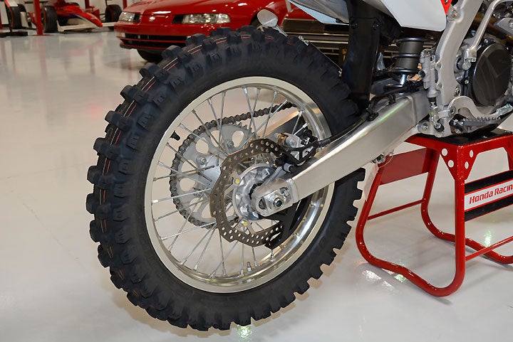 The CRF450RX shares the new chassis and swingarm of the CRF450R.