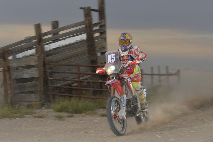In his first race in America, Barreda rode his Honda CRF450 Rally machine to physical second on day one of the two-day Vegas-To-Reno race but carded the fastest time to lead off the start on day two. Barreda stayed out of trouble to score a brilliant win. PHOTO COURTESY OF TEAM HRC.