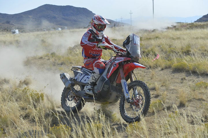 Barreda's teammate, Michael Metge also competed at Vegas-To-Reno aboard a Team HRC Honda CRF450 Rally. The Frenchman had a good race, finishing sixth overall. PHOTO COURTESY OF TEAM HRC.